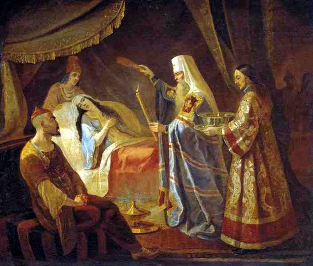 Капков Я. (1816-54). Святитель Алексий исцеляет ханшу Тайдулу